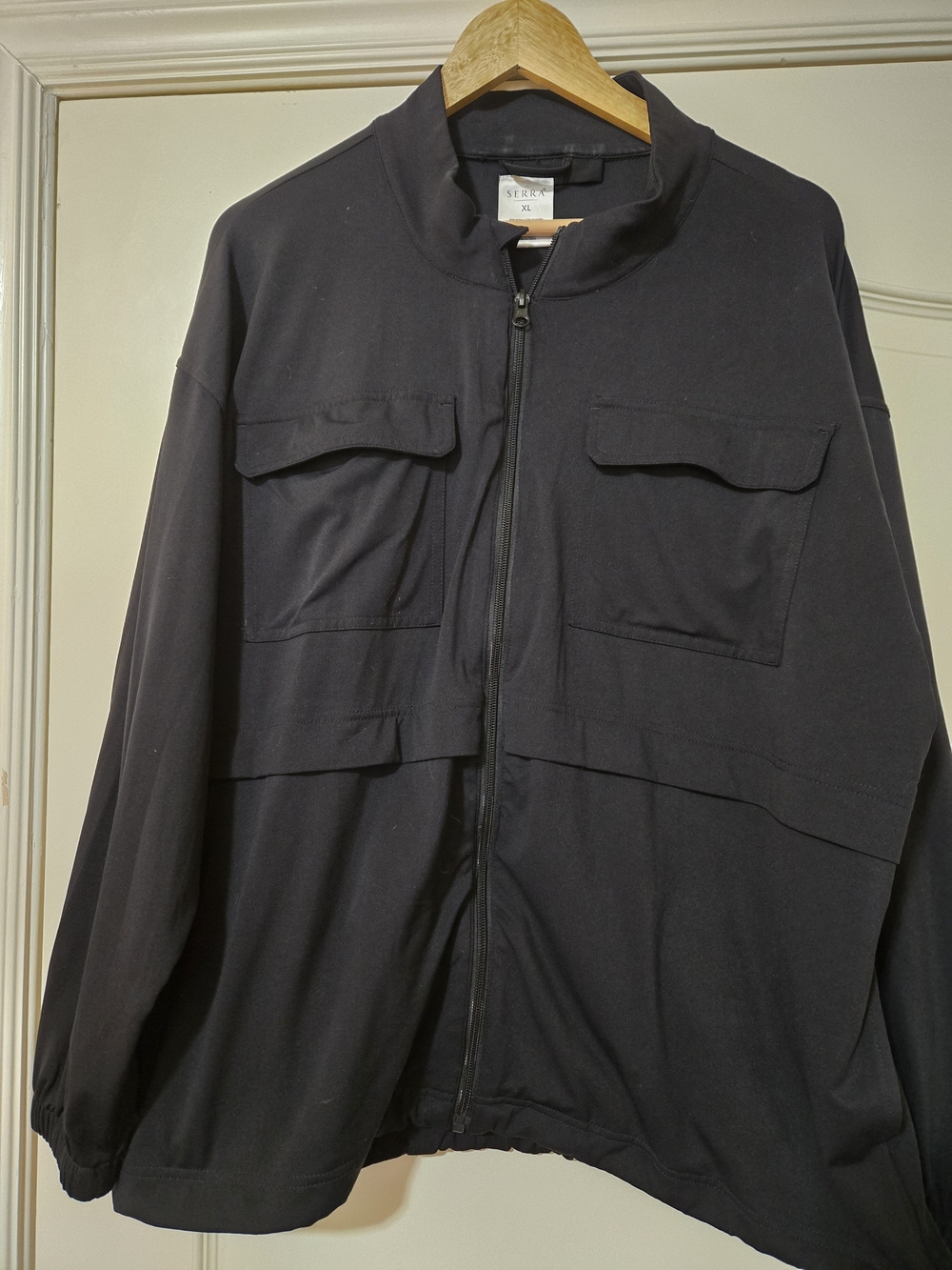 Serra Black Jacket with Front Zipper